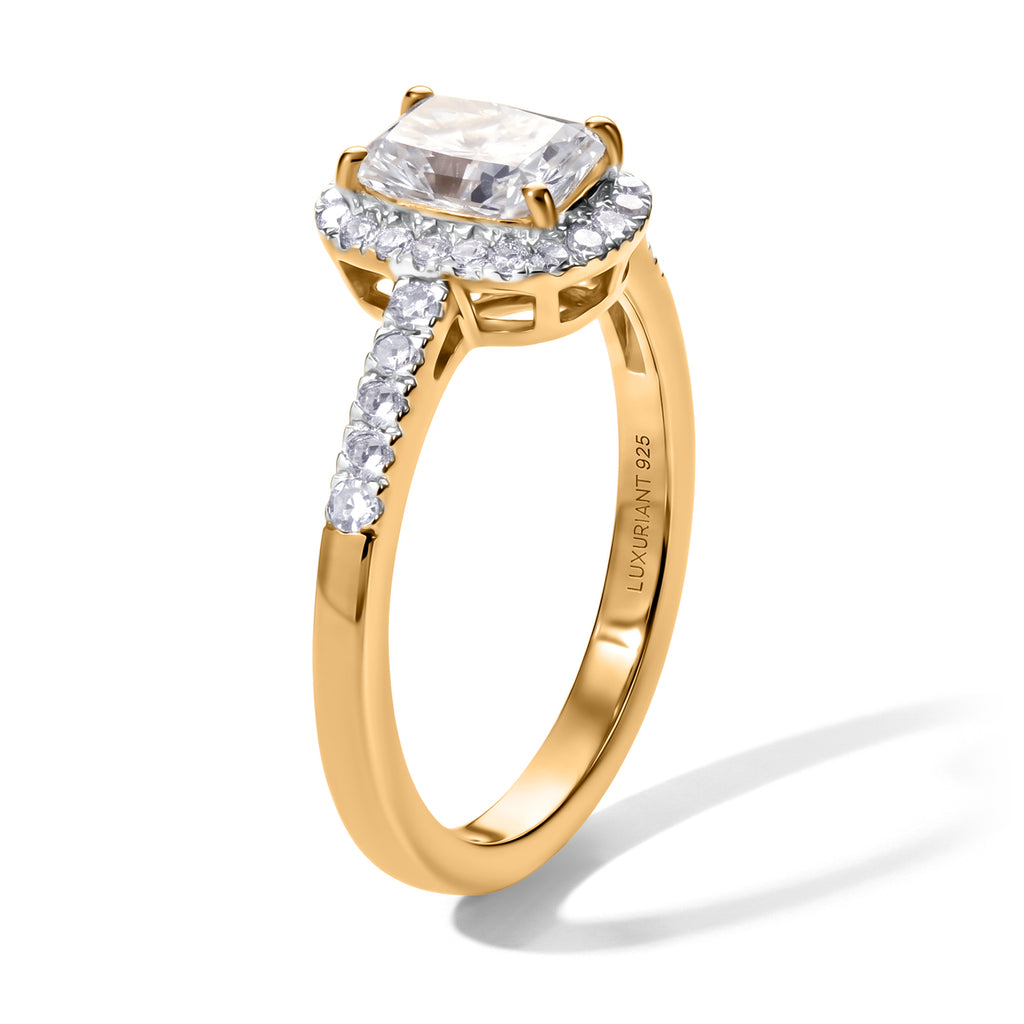 Luxuriant - SGL Certified Lab Grown Diamond (SI/G-H) Halo Ring in 18K Vermeil Yellow Gold Plated Sterling Silver 1.25 Ct._8611313_3