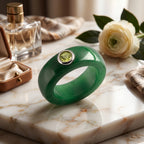 D'Joy - Peridot & Green Jade Band Ring in Rhodium Overlay Sterling Silver 28.30 Ct._8611325_2