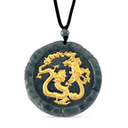 24K Yellow Gold Natural Olmec Jade Adjustable Dragon Necklace (Size - 28) 145.00 Ct._8611335