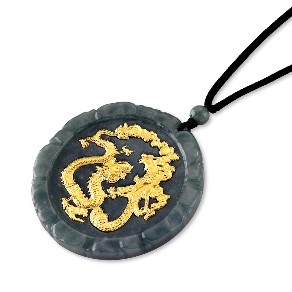24K Yellow Gold Natural Olmec Jade Adjustable Dragon Necklace (Size - 28) 145.00 Ct._8611335_3