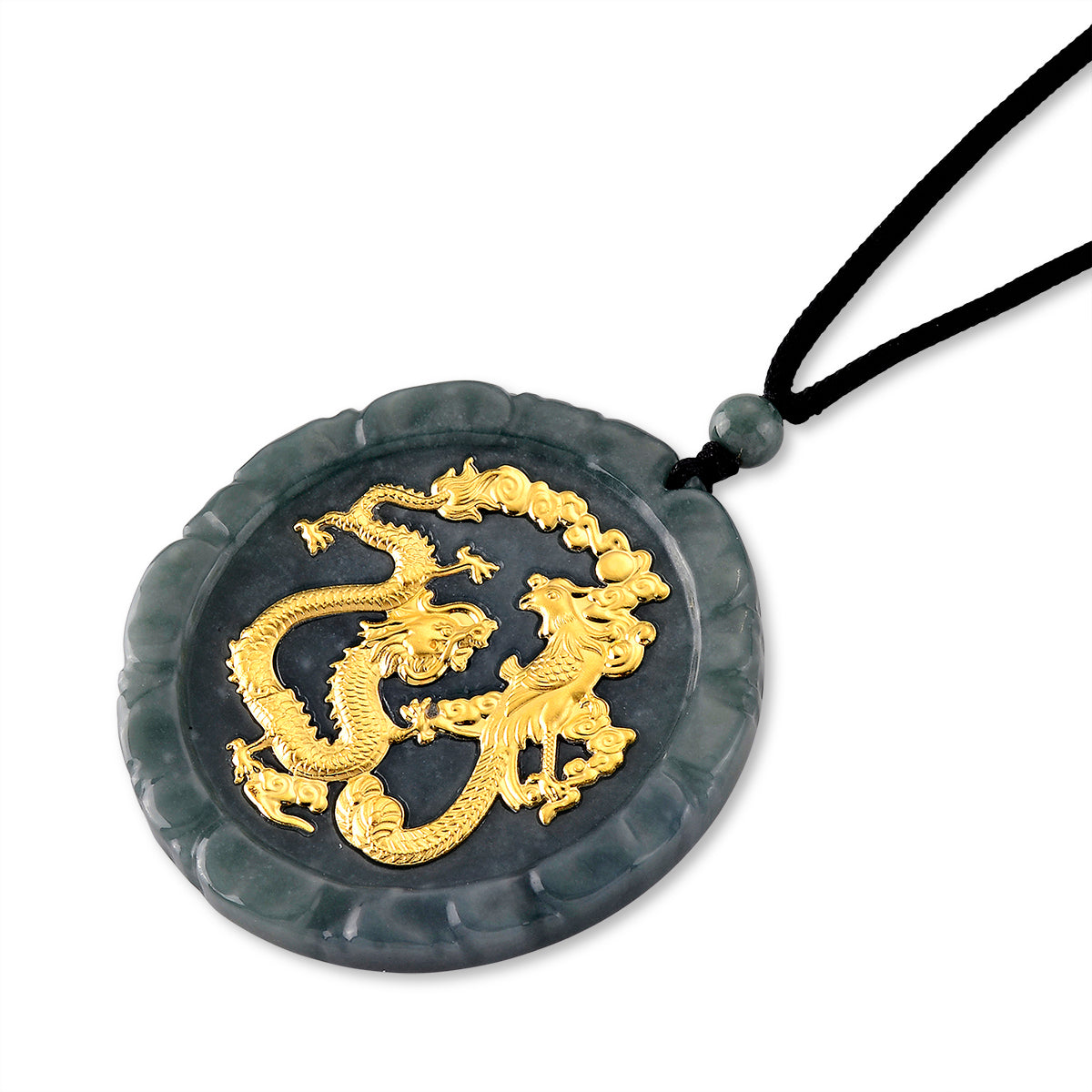 24K Yellow Gold Natural Olmec Jade Adjustable Dragon Necklace (Size - 28) 145.00 Ct. 8611335 4