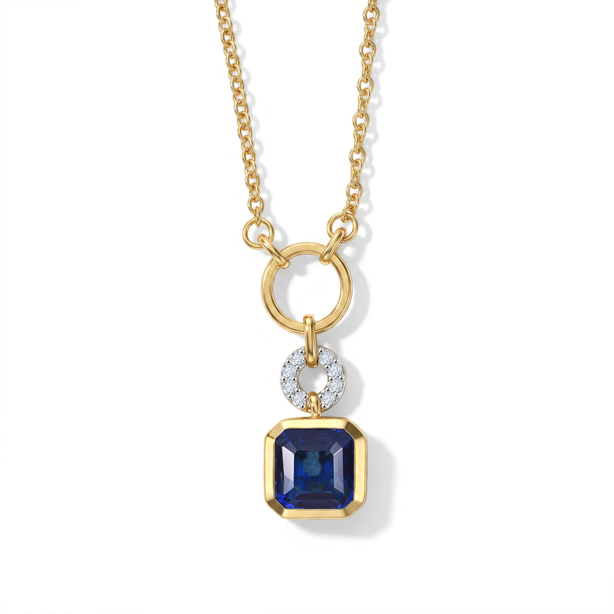 D'Joy - Ceylon Color Quartz &amp; White Zircon Toggle Drop Necklace (Size - 20) in Yellow Gold Plated Sterling Silver 2.94 Ct. V32514292 0