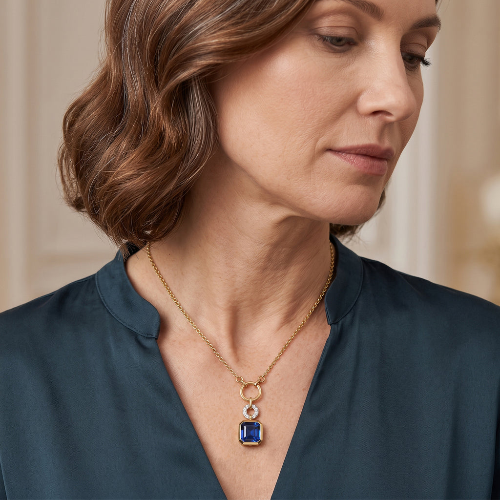 D'Joy - Ceylon Color Quartz & White Zircon Toggle Drop Necklace (Size - 20) in Yellow Gold Plated Sterling Silver 2.94 Ct._8611372_1