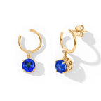 D'Joy - Ceylon Color Quartz & White Zircon Dangling Earring with Push Post in Yellow Gold Plated Sterling Silver 3.13 Ct._8611373