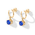 D'Joy - Ceylon Color Quartz & White Zircon Dangling Earring with Push Post in Yellow Gold Plated Sterling Silver 3.13 Ct._8611373_3