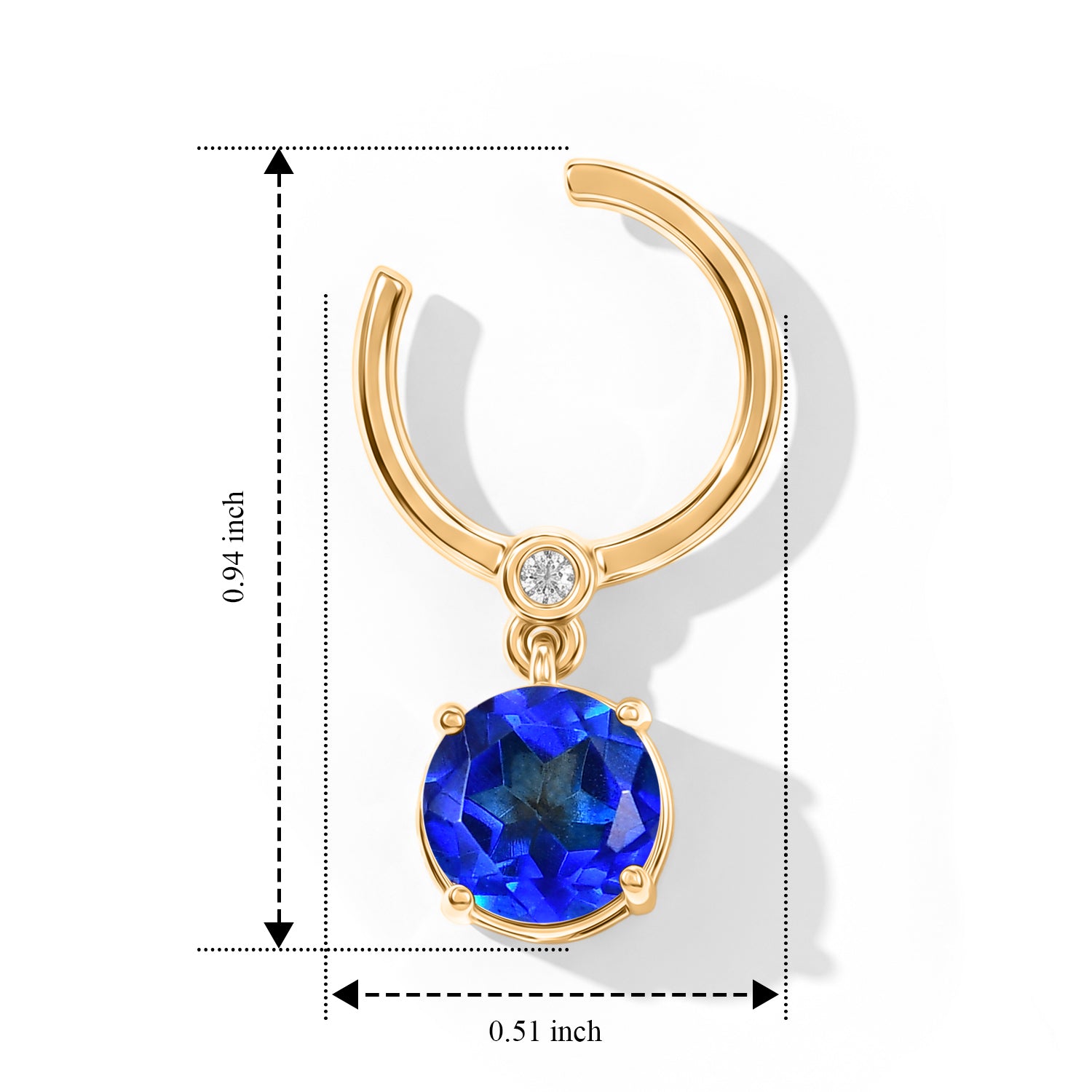 D'Joy - Ceylon Color Quartz &amp; White Zircon Dangling Earring with Push Post in Yellow Gold Plated Sterling Silver 3.13 Ct. V32518938 3
