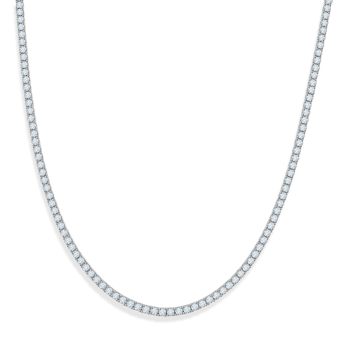 D'Joy - GRA Certified (D-VVS1) Moissanite Tennis Necklace (Size - 20) in Rhodium Overlay Sterling Silver 25.30 Ct, Silver Wt. 20.55 Gms 8611518 0