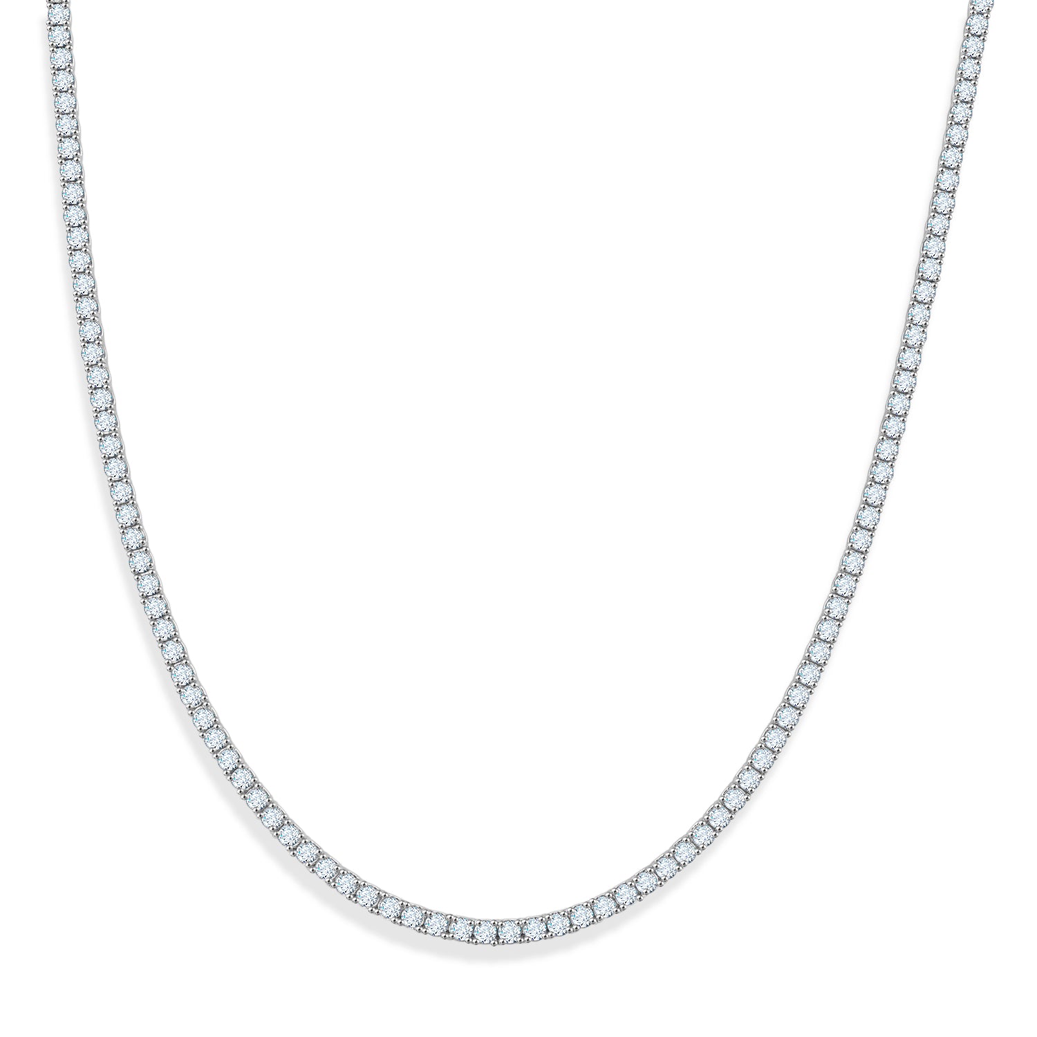 D'Joy - GRA Certified (D-VVS1) Moissanite Tennis Necklace (Size - 20) in Rhodium Overlay Sterling Silver 25.30 Ct, Silver Wt. 20.55 Gms 8611518 0