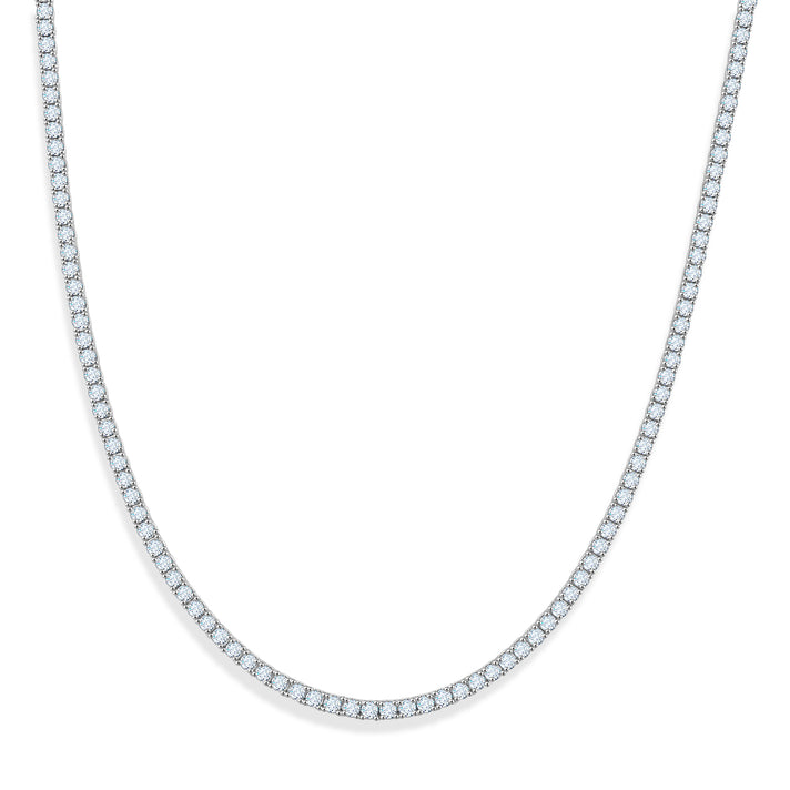 D'Joy - GRA Certified (D-VVS1) Moissanite Tennis Necklace (Size - 20) in Rhodium Overlay Sterling Silver 25.30 Ct, Silver Wt. 20.55 Gms 8611518 1