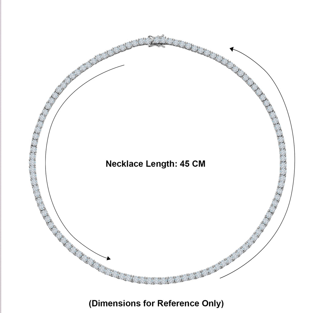D'Joy - GRA Certified (D-VVS1) Moissanite Tennis Necklace (Size - 20) in Rhodium Overlay Sterling Silver 25.30 Ct, Silver Wt. 20.55 Gms_8611518_5