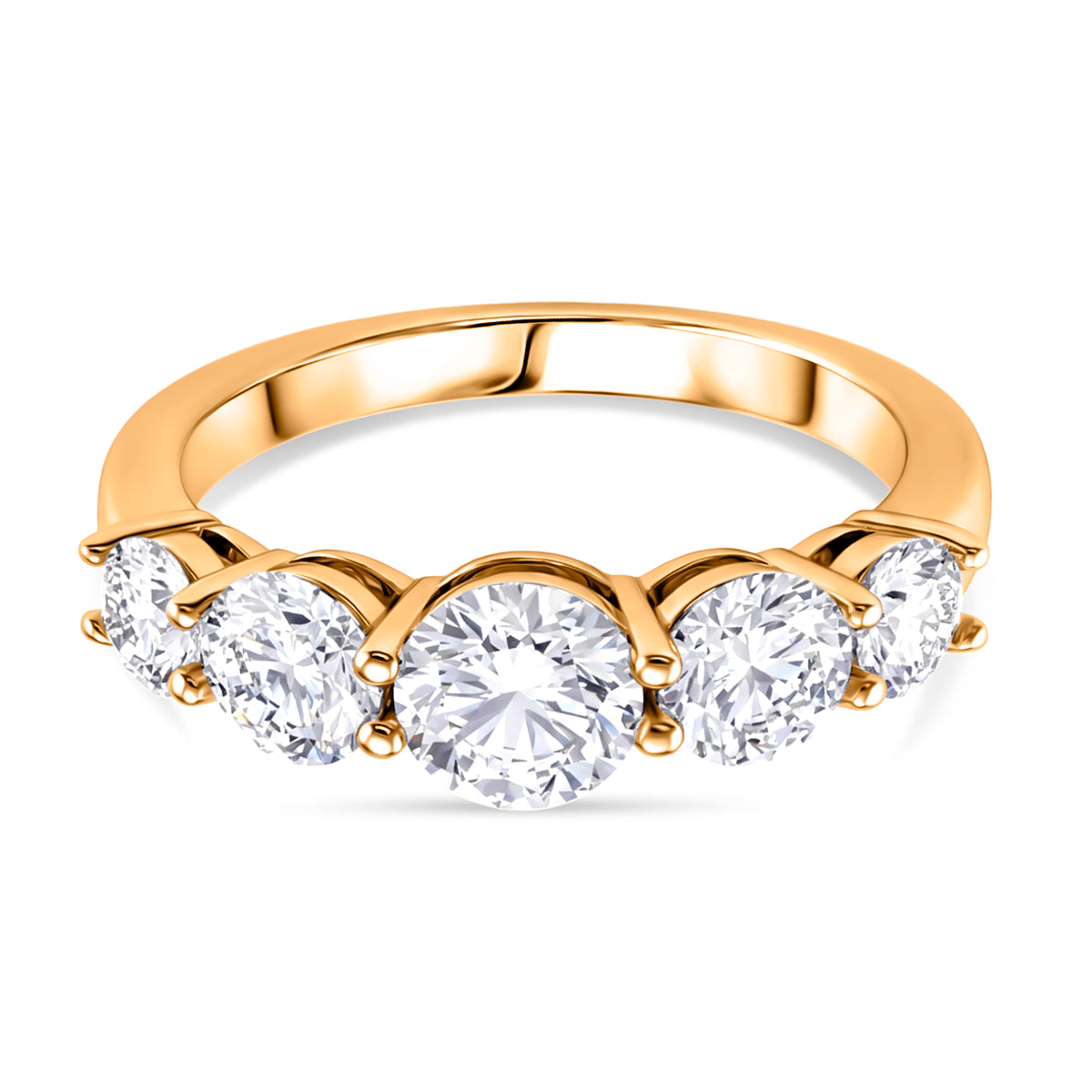 D'Joy - GRA Certified Moissanite 5 Stone Ring in Yellow Gold Plated Sterling Silver 2.16 Ct. 8611548 0