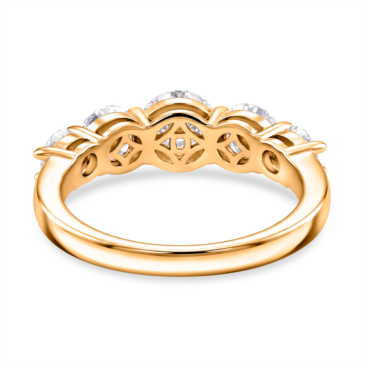 D'Joy - GRA Certified Moissanite 5 Stone Ring in Yellow Gold Plated Sterling Silver 2.16 Ct. 8611548 5