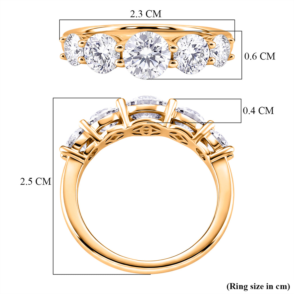 D'Joy - GRA Certified Moissanite 5 Stone Ring in Yellow Gold Plated Sterling Silver 2.16 Ct._8611548_5