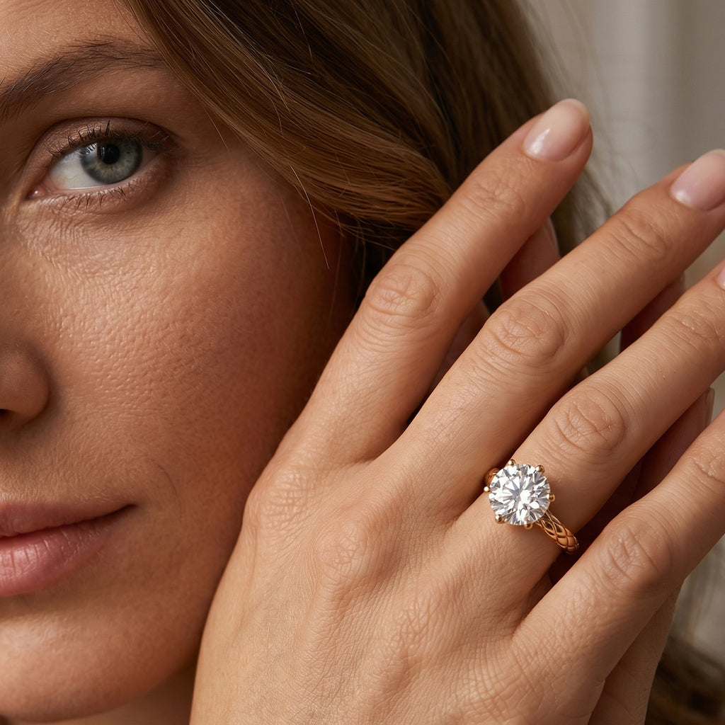 D'Joy - GRA Certified (D-VVS1) Moissanite Solitaire Ring in Yellow Gold Plated Sterling Silver 2.00 Ct._8611687_1