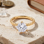 D'Joy - GRA Certified (D-VVS1) Moissanite Solitaire Ring in Yellow Gold Plated Sterling Silver 2.00 Ct._8611687_2