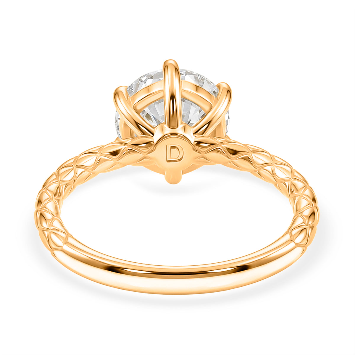 D'Joy - GRA Certified (D-VVS1) Moissanite Solitaire Ring in Yellow Gold Plated Sterling Silver 2.00 Ct. V32612690 5