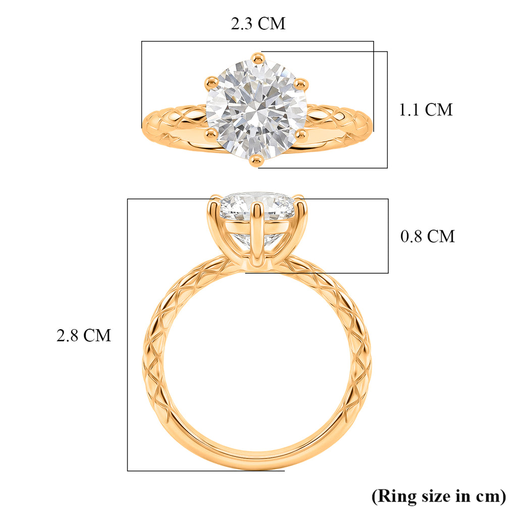 D'Joy - GRA Certified (D-VVS1) Moissanite Solitaire Ring in Yellow Gold Plated Sterling Silver 2.00 Ct._8611687_5