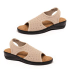Jenny Womens Stretch Slingback Wedge Sandals With Diamante Trim (Size 5) - Taupe_8611699
