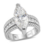 D'Joy - GRA Certified (D-VVS1) MARQUISE Moissanite Ring in Rhodium Overlay Sterling Silver 5.73 Ct._8611727