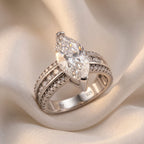 D'Joy - GRA Certified (D-VVS1) MARQUISE Moissanite Ring in Rhodium Overlay Sterling Silver 5.73 Ct._8611727_2