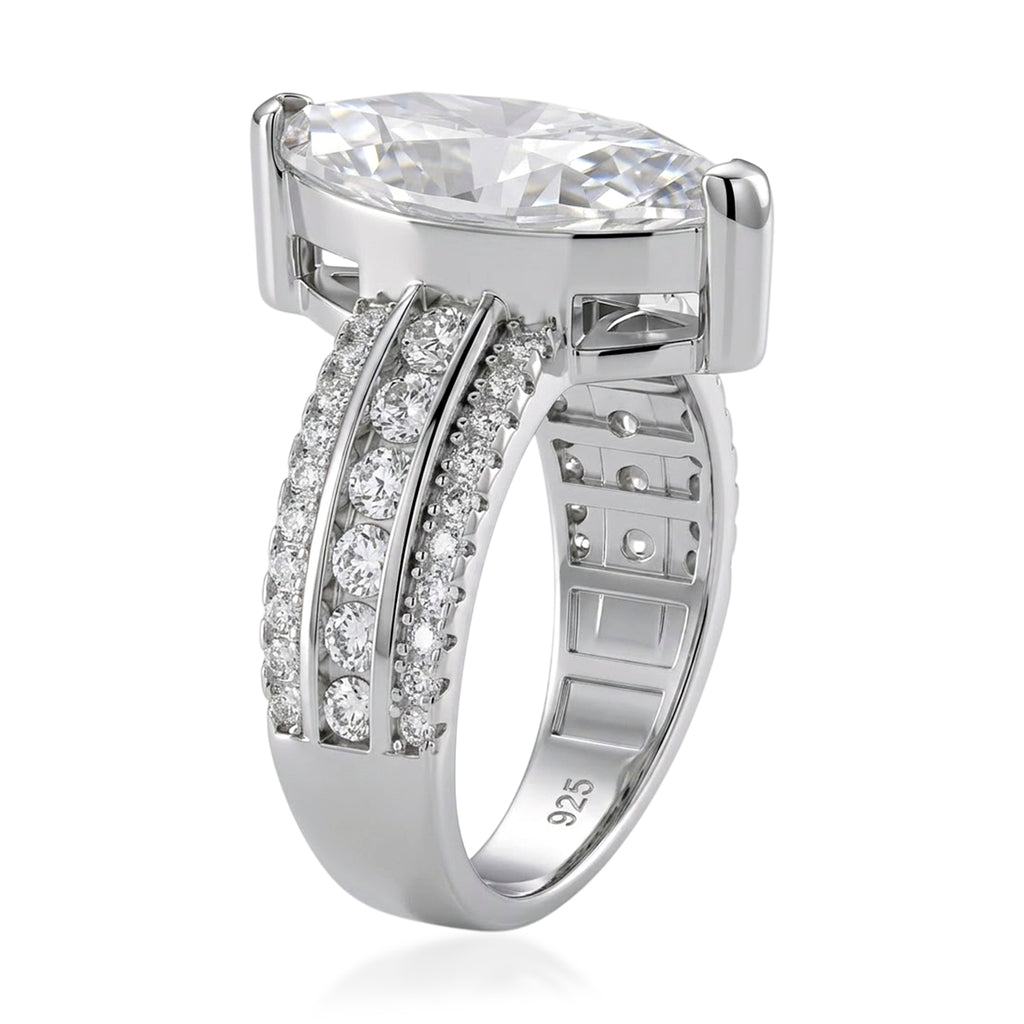 D'Joy - GRA Certified (D-VVS1) MARQUISE Moissanite Ring in Rhodium Overlay Sterling Silver 5.73 Ct._8611727_3