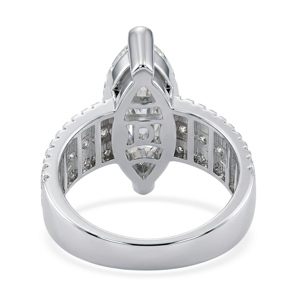 D'Joy - GRA Certified (D-VVS1) MARQUISE Moissanite Ring in Rhodium Overlay Sterling Silver 5.73 Ct._8611727_4