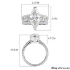 D'Joy - GRA Certified (D-VVS1) MARQUISE Moissanite Ring in Rhodium Overlay Sterling Silver 5.73 Ct._8611727_5