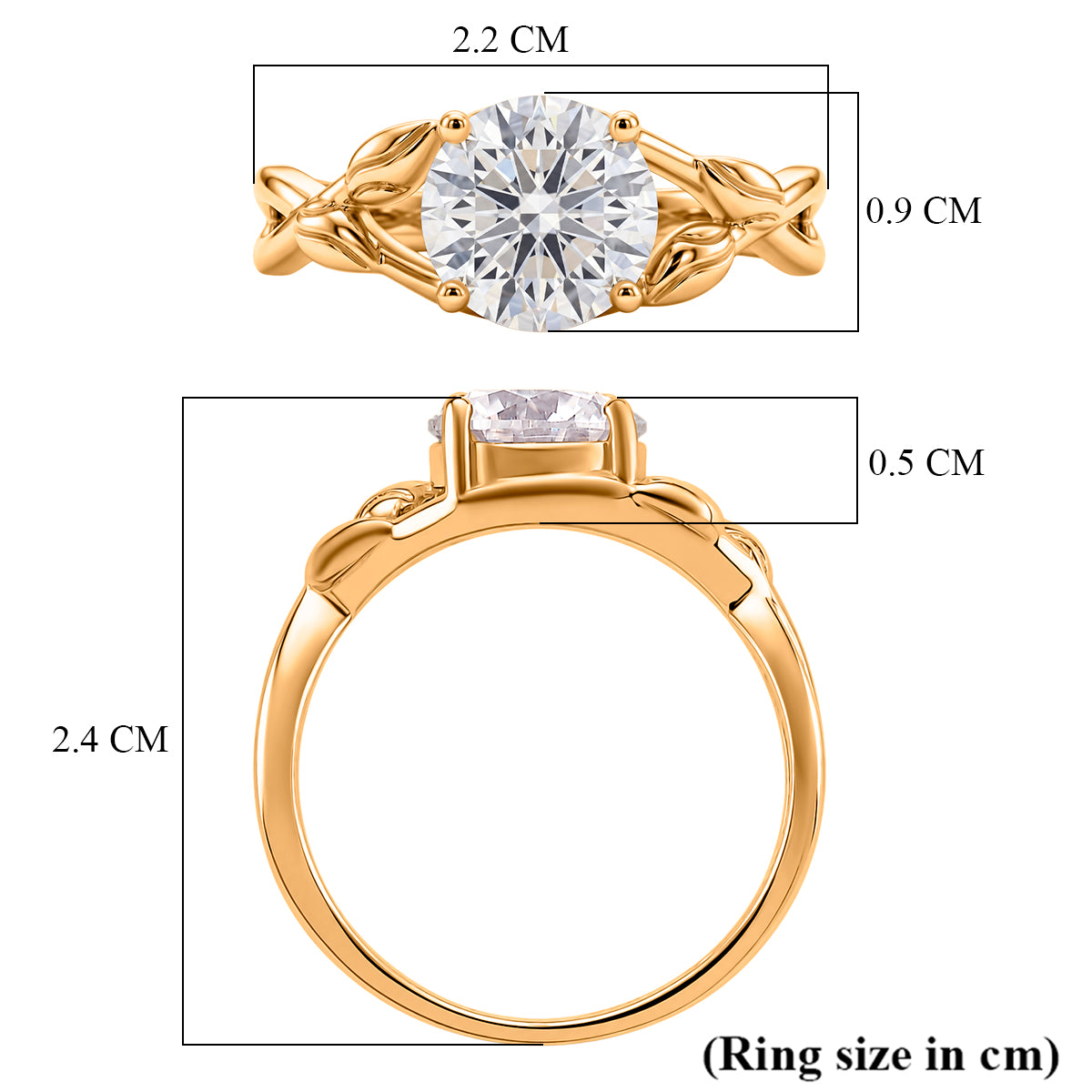 D'Joy - GRA Certified Moissanite Solitaire Twisted Ring in Yellow Gold Plated Sterling Silver 1.90 Ct. V32608978 6