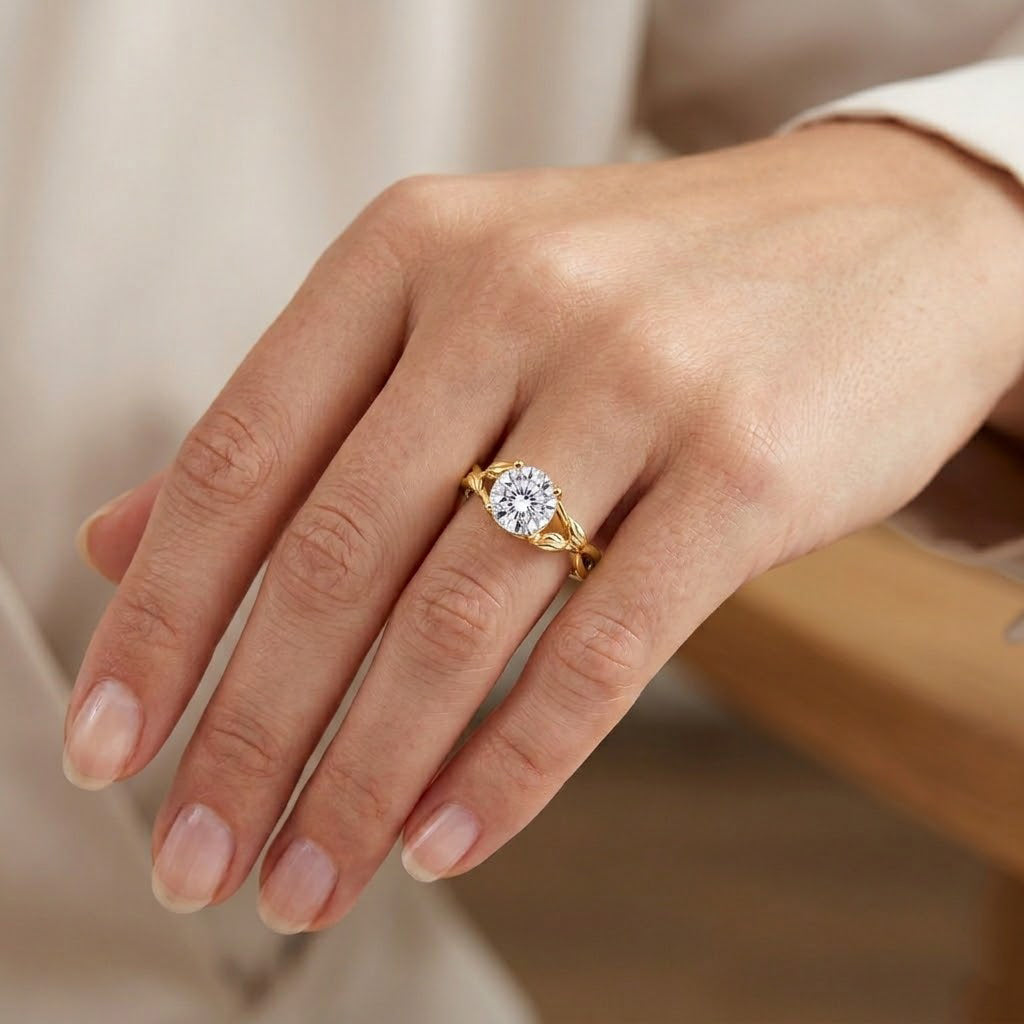 D'Joy - GRA Certified Moissanite Solitaire Twisted Ring in Yellow Gold Plated Sterling Silver 1.90 Ct. V32603373 2