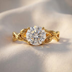 D'Joy - GRA Certified Moissanite Solitaire Twisted Ring in Yellow Gold Plated Sterling Silver 1.90 Ct._8611794_2