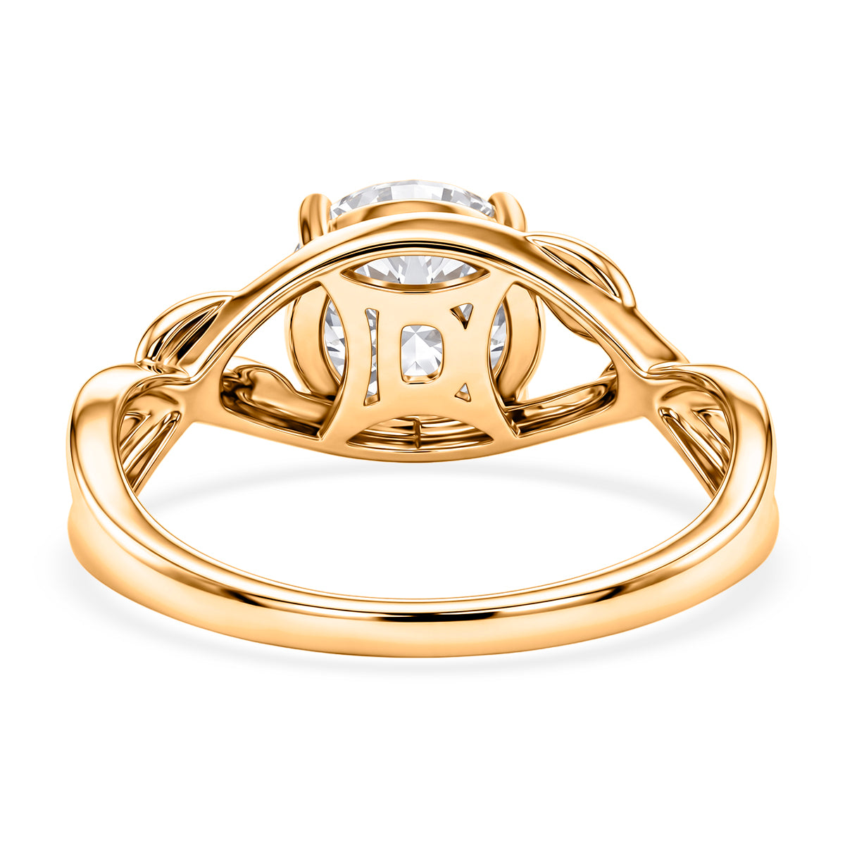 D'Joy - GRA Certified Moissanite Solitaire Twisted Ring in Yellow Gold Plated Sterling Silver 1.90 Ct. V32603373 5