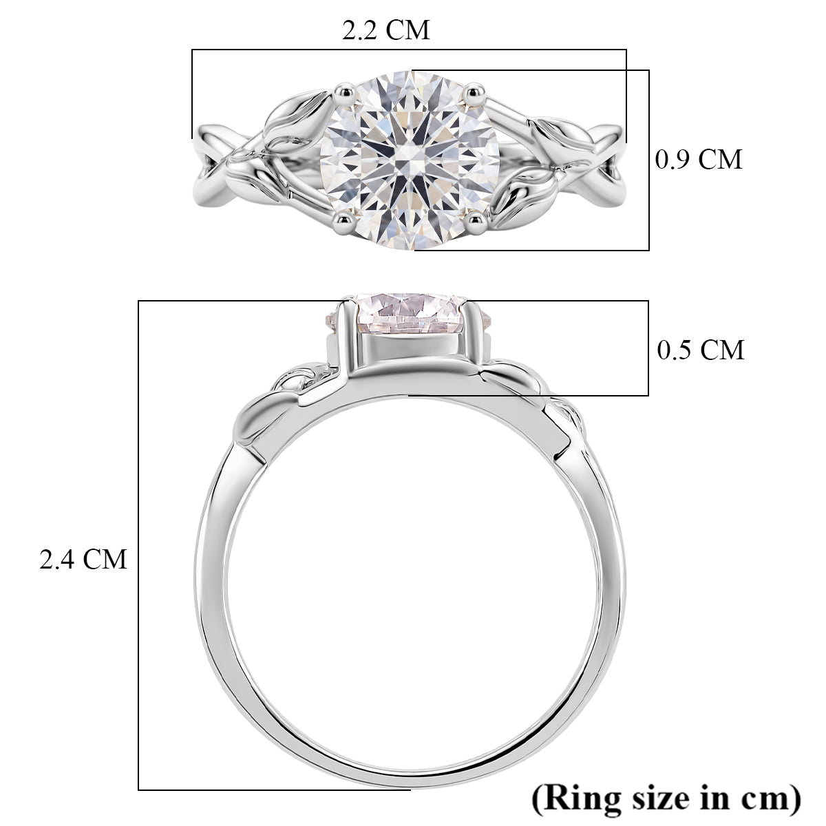 D'Joy - GRA Certified (D-VVS1) Moissanite Solitaire Twisted Ring in Rhodium Overlay Sterling Silver 1.90 Ct. V32608637 6