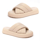 Dr. Lightfoot Crossover Padded Wide Foot Wedge Sandals (Size 3) - Cream_8611913