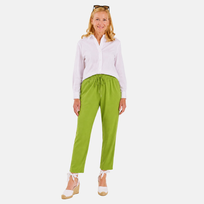 Pure And Natural Relaxed Fit Trousers with 27 Inche Tailored Inside Leg (Size M/L, 14 to 16) - Green 8612000 1