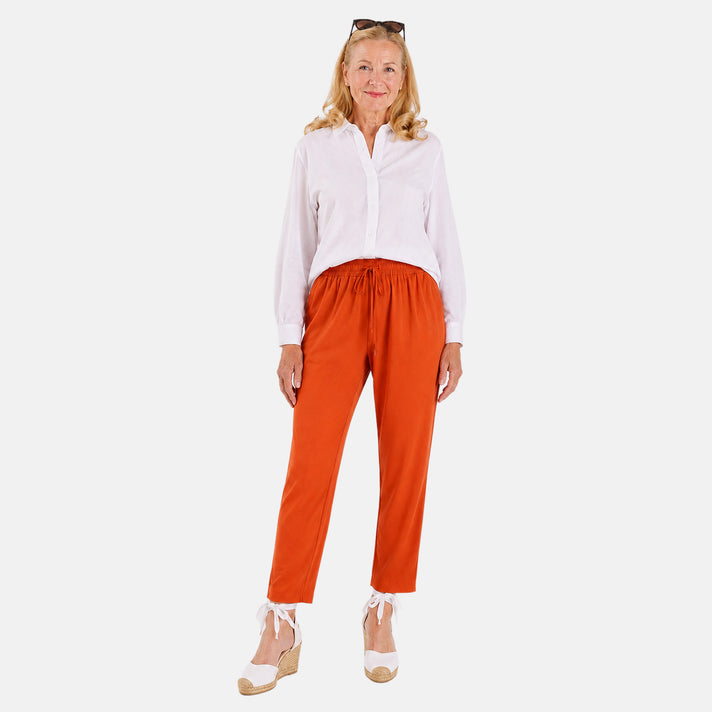 Pure And Natural Relaxed Fit Trousers with 27 Inche Tailored Inside Leg (Size L/XL, 18 to 20) - Sunset Orange 8612004 1
