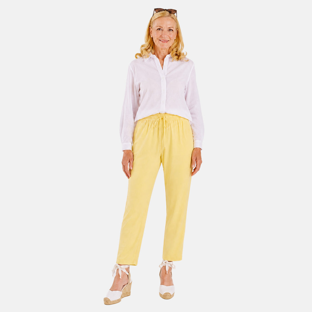 Pure And Natural Relaxed Fit Trousers with 27 Inche Tailored Inside Leg (Size M/L, 14 to 16) - Lemon_8612006