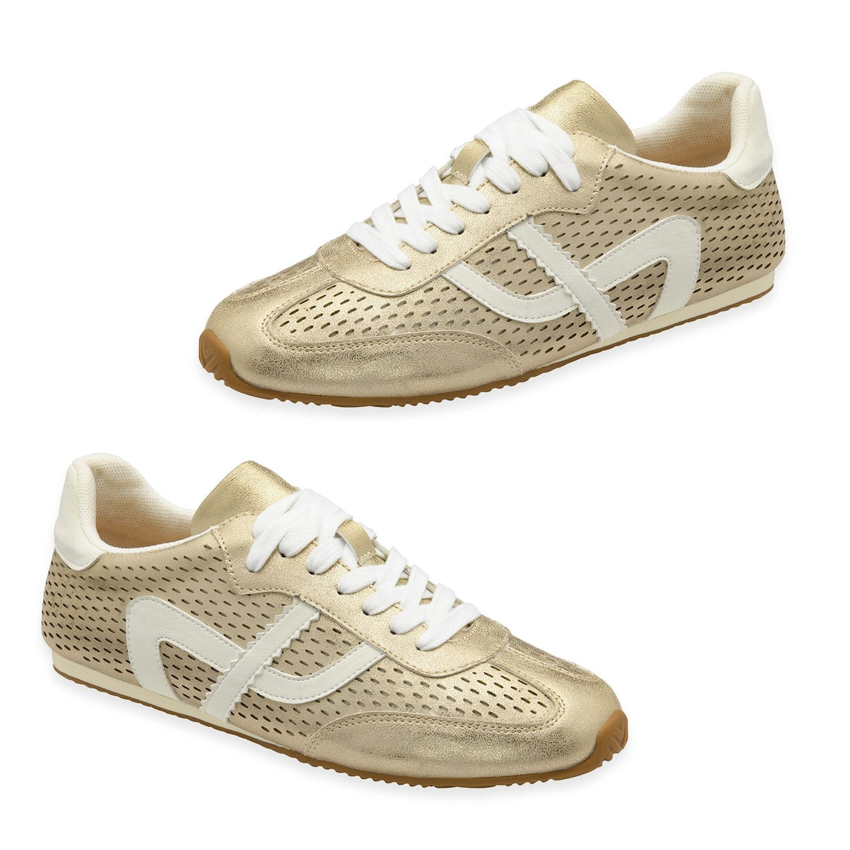 Ravel Womens Leather Lemmel Lace Up Trainers (Size 8) - Gold &amp; White V32357419 0