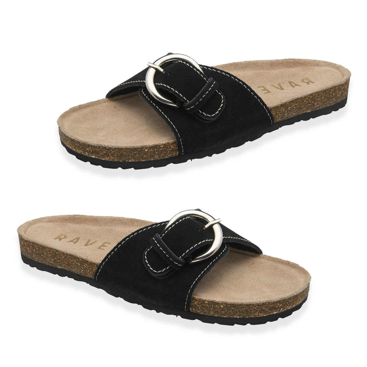 Ravel Womens Salton Suede Mule Sandals With Oversized Buckle (Size 8) - Black V32614644 0