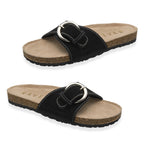 Ravel Womens Salton Suede Mule Sandals With Oversized Buckle (Size 8) - Black_8612037