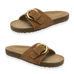 Ravel Womens Salton Suede Mule Sandals With Oversized Buckle (Size 7) - Tan_8612042