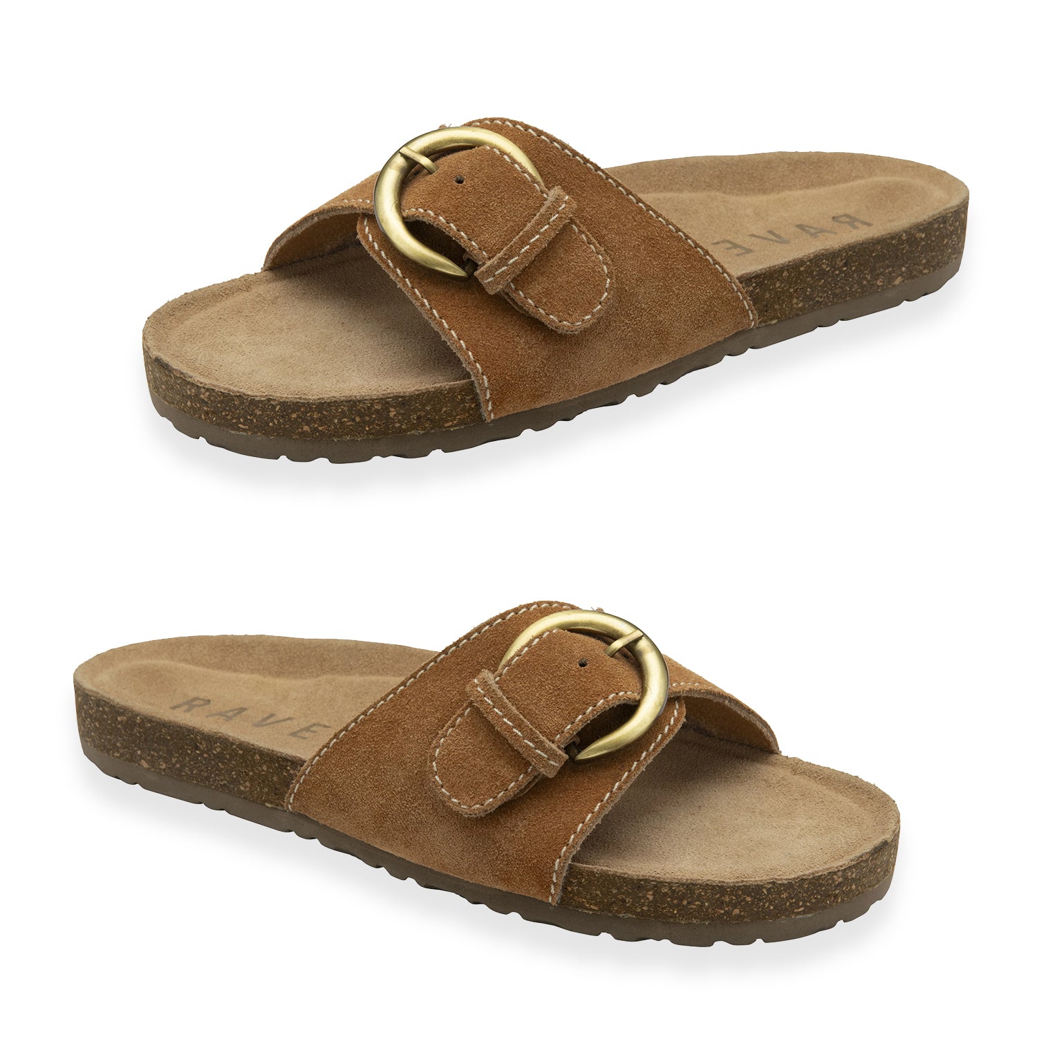 Ravel Womens Salton Suede Mule Sandals With Oversized Buckle (Size 7) - Tan V32521982 0