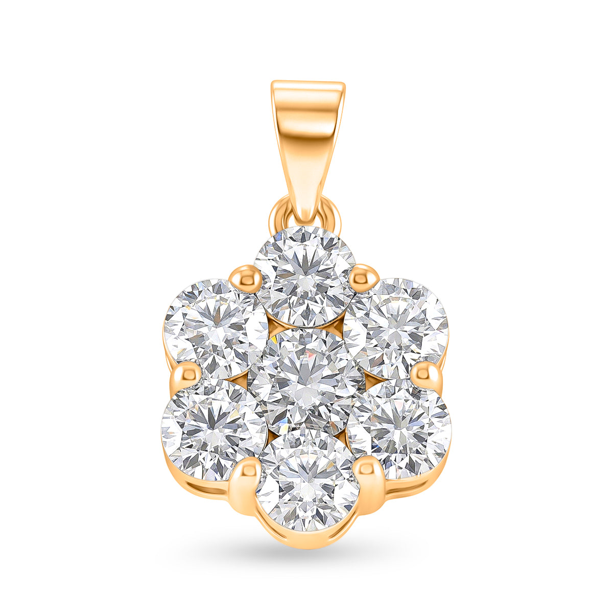 D'Joy - GRA Certified (D-VVS1) Moissanite Pressure Set Pendant in Yellow Gold Plated Sterling Silver 2.30 Ct. V32527275 0