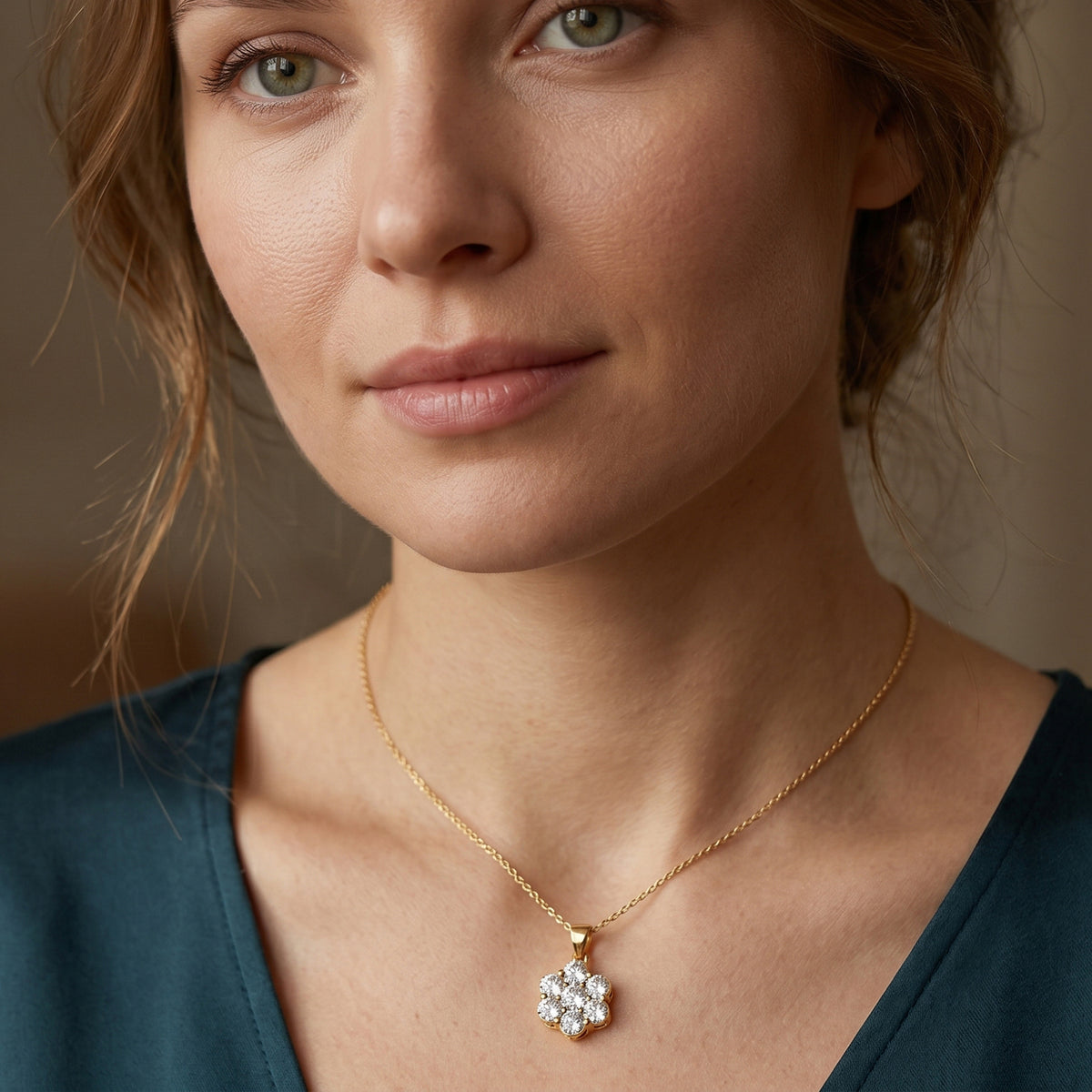 D'Joy - GRA Certified (D-VVS1) Moissanite Pressure Set Pendant in Yellow Gold Plated Sterling Silver 2.30 Ct. V32527275 2
