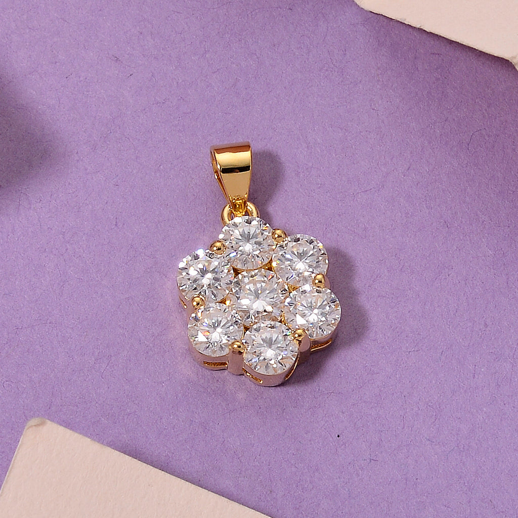 D'Joy - GRA Certified (D-VVS1) Moissanite Pressure Set Pendant in Yellow Gold Plated Sterling Silver 2.30 Ct._8612144_2