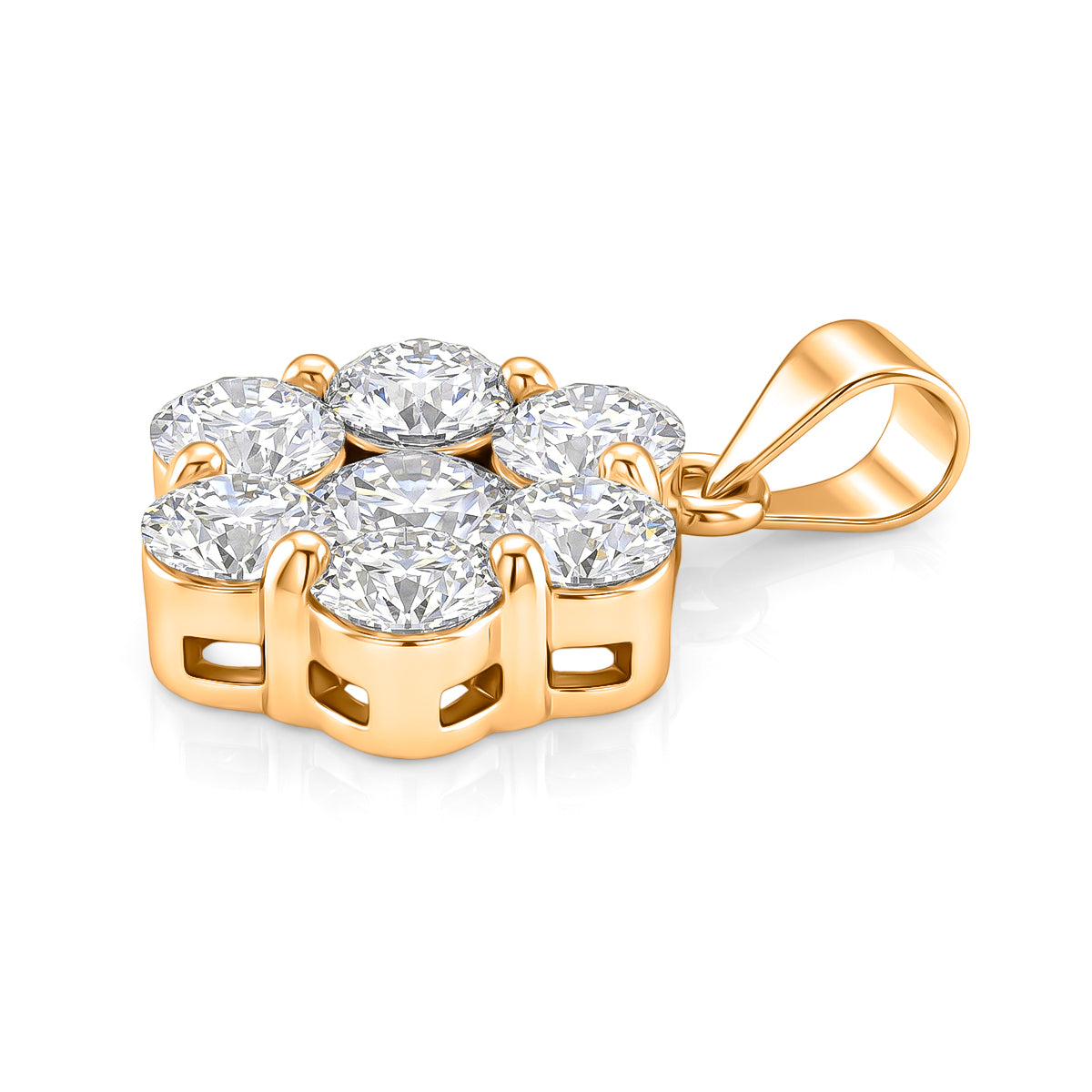 D'Joy - GRA Certified (D-VVS1) Moissanite Pressure Set Pendant in Yellow Gold Plated Sterling Silver 2.30 Ct. V32527275 4