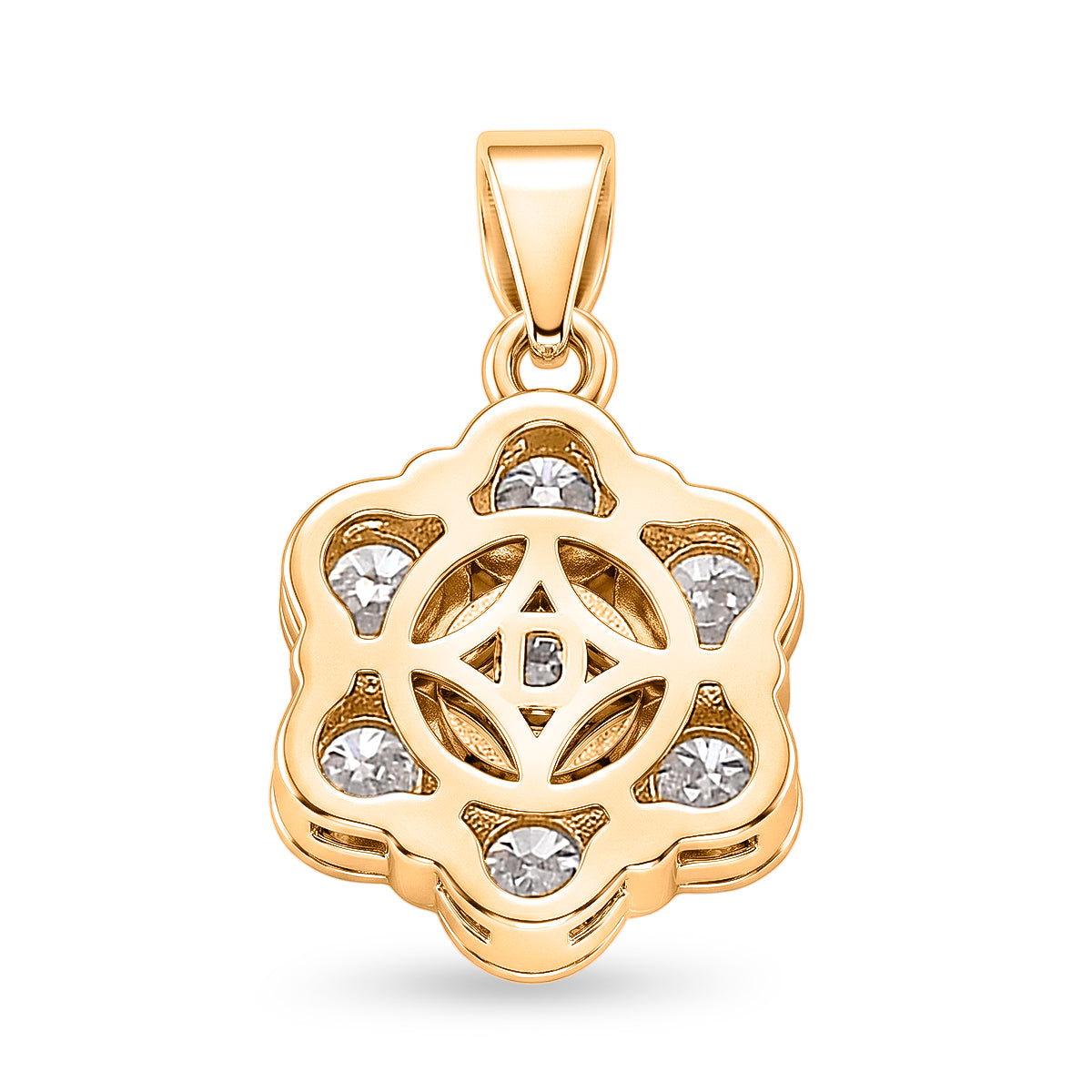 D'Joy - GRA Certified (D-VVS1) Moissanite Pressure Set Pendant in Yellow Gold Plated Sterling Silver 2.30 Ct. V32527275 5