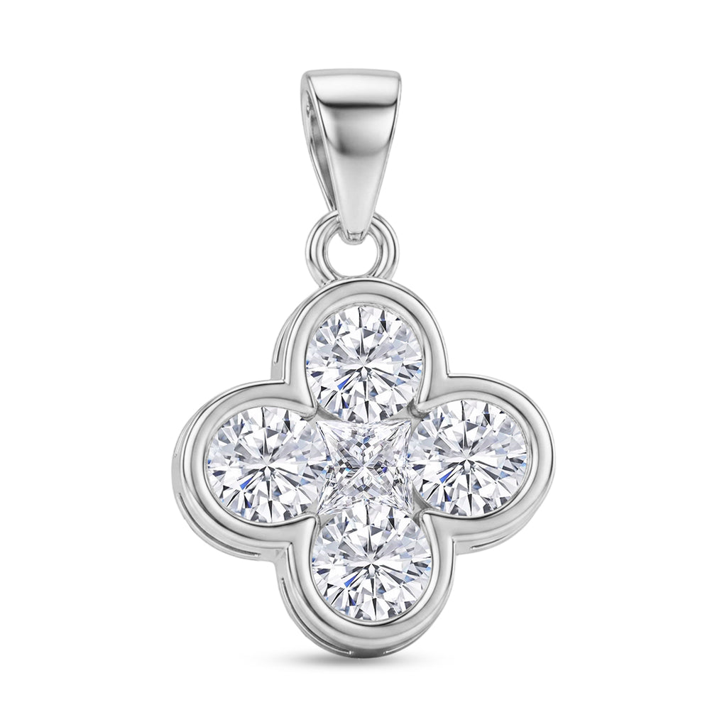 D'Joy - GRA Certified (D-VVS1) Moissanite Pendant in Rhodium Overlay Sterling Silver_8612145