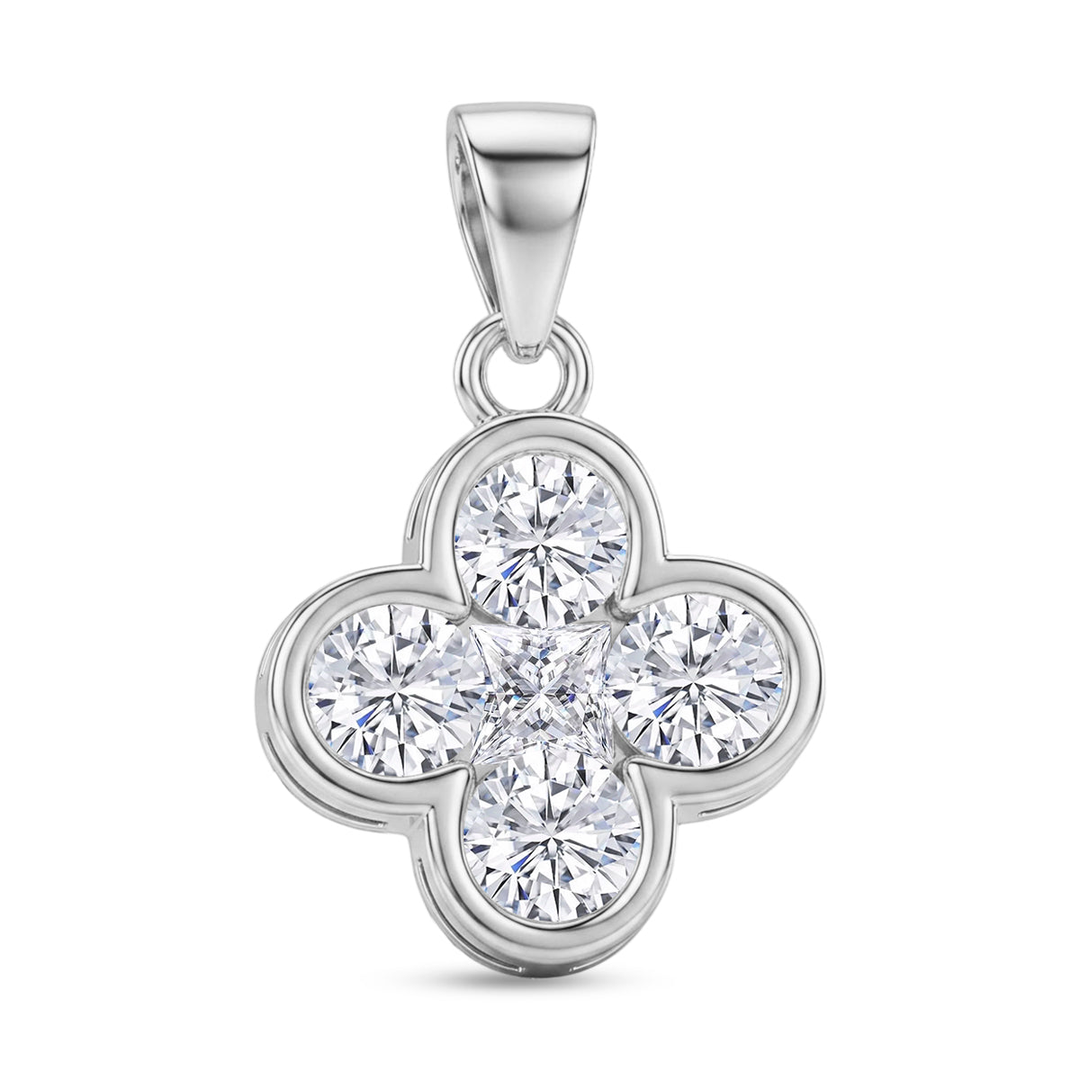D'Joy - GRA Certified (D-VVS1) Moissanite Pendant in Rhodium Overlay Sterling Silver 8612145 0