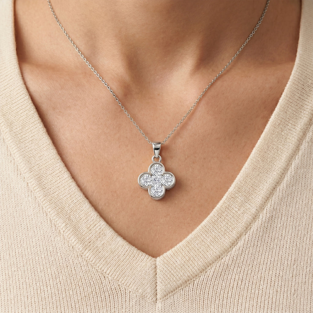 D'Joy - GRA Certified (D-VVS1) Moissanite Pendant in Rhodium Overlay Sterling Silver_8612145_1