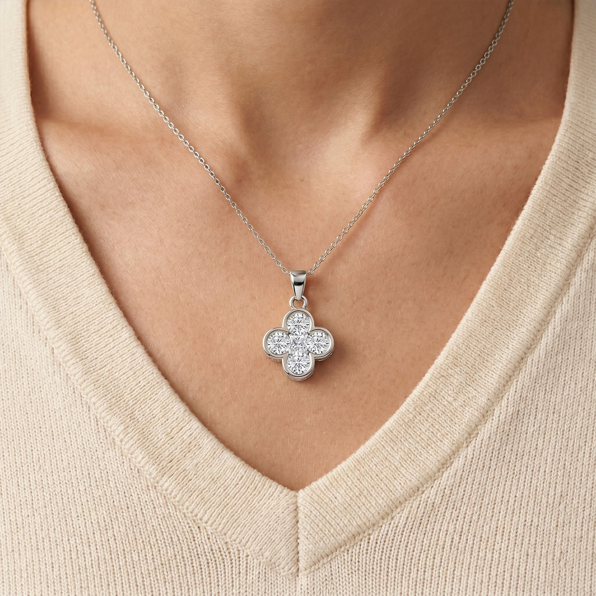 D'Joy - GRA Certified (D-VVS1) Moissanite Pendant in Rhodium Overlay Sterling Silver 8612145 2